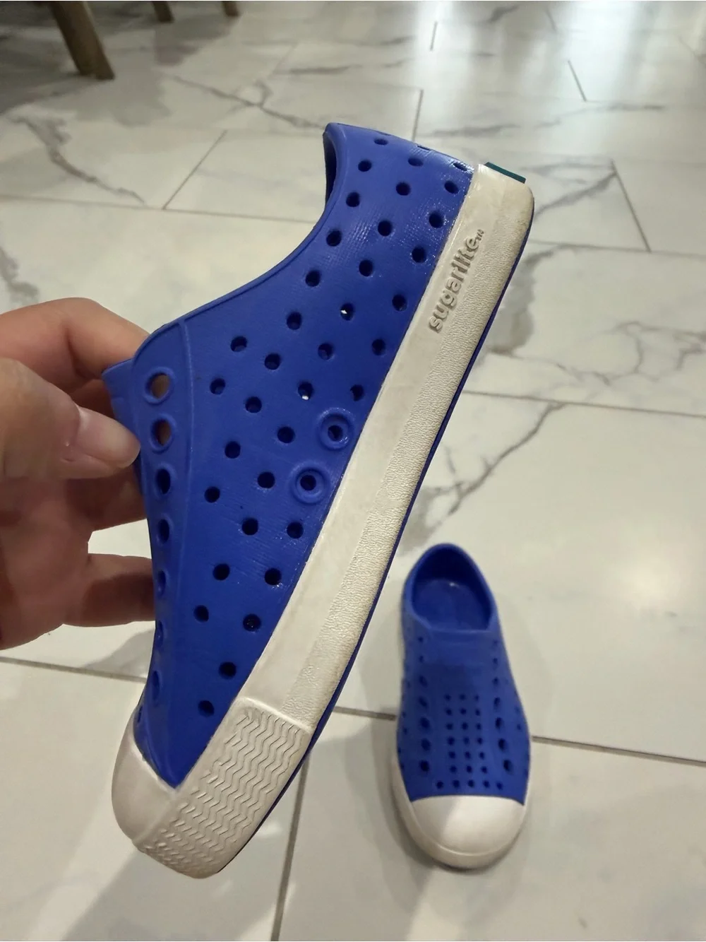 Native Kids Water Shoe Slip-On in Royal Blue with White Toe